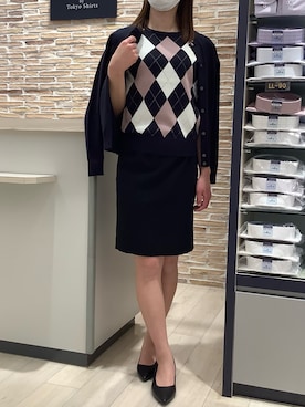 「ビジネススタイル」｜「アイテム（アンサンブル）」を使った、BRICK HOUSE by Tokyo Shirts 青森エルム店さん（レディース・158cm）の冬コーディネート