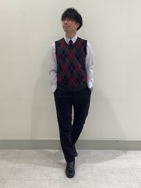 「アイテム（ビジネスシャツ）」を使った、BRICK HOUSE by Tokyo Shirts 青森エルム店さん（メンズ・175cm）の冬コーディネート