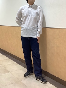 「TOKYO SHIRTS（トウキョウシャツ）のビズポロ ポロシャツ 小花柄プリント 長袖 メンズ（ポロシャツ、グレー系）」を使った、BRICK HOUSE by Tokyo Shirts 青森エルム店さん（レディース・171cm）の秋コーディネート