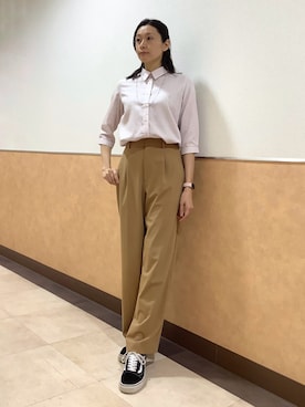 「TOKYO SHIRTS（トウキョウシャツ）の【Pitta Re:)】ふわっとガーゼシャツ レギュラーシルエット 七分袖 綿100% レディース カジュアルシャツ（シャツ/ブラウス、ピンク系）」を使った、BRICK HOUSE by Tokyo Shirts 青森エルム店さん（メンズ・171cm）の春コーディネート