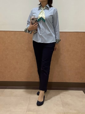 「アイテム（ビジネスシャツ）」を使った、BRICK HOUSE by Tokyo Shirts 青森エルム店さん（レディース・164cm）の夏コーディネート