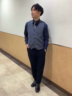 「アイテム（ビジネスシャツ）」を使った、BRICK HOUSE by Tokyo Shirts 青森エルム店さん（メンズ・175cm）の秋コーディネート