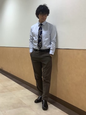 「アイテム（ビジネスシャツ）」を使った、BRICK HOUSE by Tokyo Shirts 青森エルム店さん（メンズ・175cm）の秋コーディネート