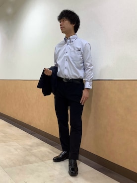 「アイテム（ビジネスシャツ）」を使った、BRICK HOUSE by Tokyo Shirts 青森エルム店さん（メンズ・175cm）の秋コーディネート