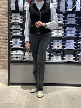 「ワーママコーデ」｜「アイテム（スラックス）」を使った、BRICK HOUSE by Tokyo Shirts 青森エルム店さん（レディース・171cm）の秋コーディネート