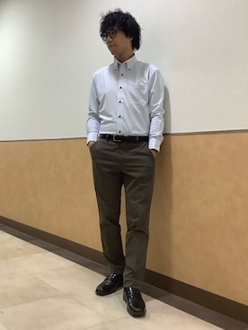 「アイテム（ビジネスシャツ）」を使った、BRICK HOUSE by Tokyo Shirts 青森エルム店さん（メンズ・175cm）の秋コーディネート