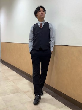 「アイテム（ビジネスシャツ）」を使った、BRICK HOUSE by Tokyo Shirts 青森エルム店さん（メンズ・175cm）の冬コーディネート