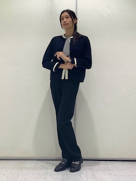 「アイテム（カーディガン/ボレロ）」を使った、BRICK HOUSE by Tokyo Shirts 青森エルム店さん（レディース・171cm）の秋コーディネート