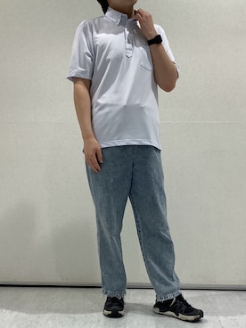 「TOKYO SHIRTS（トウキョウシャツ）のビズポロ コンフォートドライ 半袖ポロシャツ（ポロシャツ、ブルー系）」を使った、BRICK HOUSE by Tokyo Shirts 青森エルム店さん（メンズ・171cm）の春コーディネート