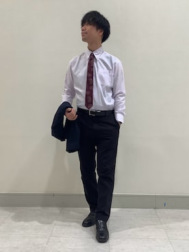 「アイテム（ビジネスシャツ）」を使った、BRICK HOUSE by Tokyo Shirts 青森エルム店さん（メンズ・175cm）の冬コーディネート