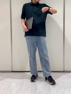 「TOKYO SHIRTS（トウキョウシャツ）のビズポロ クールタッチコットン 綿100% 半袖ポロシャツ（ポロシャツ、グリーン系）」を使った、BRICK HOUSE by Tokyo Shirts 青森エルム店さん（メンズ・171cm）の春コーディネート