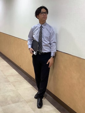 「アイテム（ビジネスシャツ）」を使った、BRICK HOUSE by Tokyo Shirts 青森エルム店さん（メンズ・175cm）の冬コーディネート