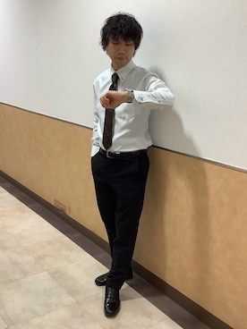 「アイテム（ビジネスシャツ）」を使った、BRICK HOUSE by Tokyo Shirts 青森エルム店さん（メンズ・175cm）の秋コーディネート