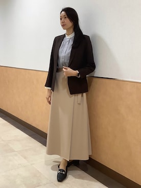 「アイテム（テーラードジャケット）」を使った、BRICK HOUSE by Tokyo Shirts 青森エルム店さん（レディース・171cm）の秋コーディネート