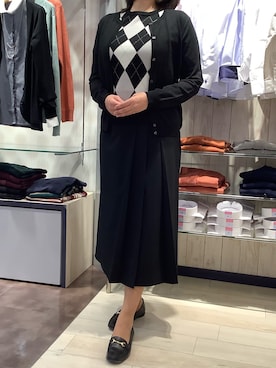 「ニットカーディガン」｜「アイテム（アンサンブル）」を使った、BRICK HOUSE by Tokyo Shirts 青森エルム店さん（レディース・164cm）の冬コーディネート