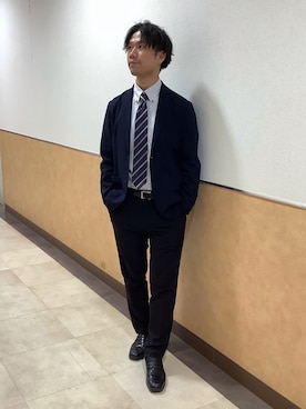 「アイテム（ビジネスシャツ）」を使った、BRICK HOUSE by Tokyo Shirts 青森エルム店さん（メンズ・175cm）の冬コーディネート