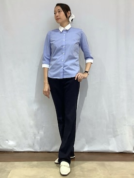 「アイテム（ビジネスシャツ）」を使った、BRICK HOUSE by Tokyo Shirts 青森エルム店さん（レディース・171cm）の夏コーディネート