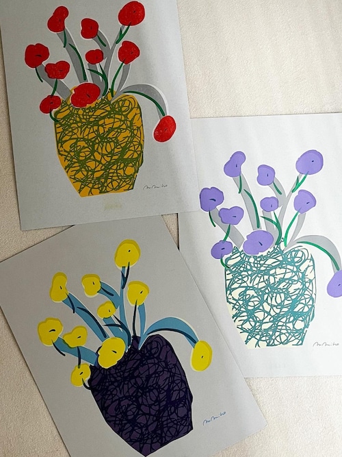 マニュモビールズ】 RISOPOS まちだ美穂 フラワーポスター 3枚セット