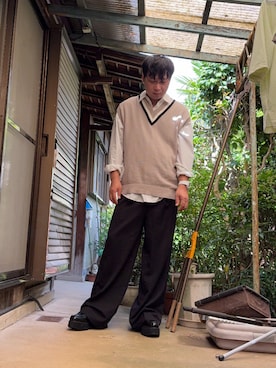 「アイテム（ローファー）」を使った、マガさん（メンズ・177cm）の夏コーディネート