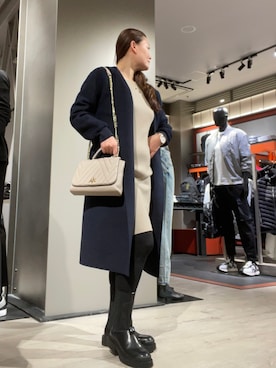 「ARMANI EXCHANGE（アルマーニエクスチェンジ）のアイテム（チェスターコート）」を使った、SUMIさん（レディース・158cm）の冬コーディネート
