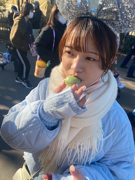 「BEAMS（ビームス）のアイテム（マフラー）」を使った、wakakinさん（レディース・150cm）の春コーディネート