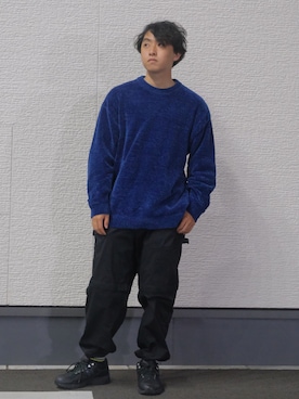 「Lee（リー）のアイテム（カーゴパンツ、ブラック系）」を使った、ユウキさん（メンズ・171cm）の秋コーディネート