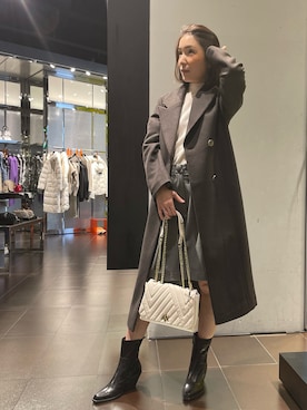 「ARMANI EXCHANGE（アルマーニエクスチェンジ）のアイテム（チェスターコート）」を使った、Mika.Sさん（レディース・160cm）の秋コーディネート