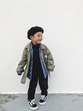 「BREEZE（ブリーズ）のアイテム（ハンチング/ベレー帽）」を使った、kino358さん（キッズ・110cm）の秋コーディネート