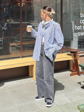 「Per sist ence（パーシエンス）のアイテム（パンツ）」を使った、Koyuさん（レディース・160cm）の春コーディネート