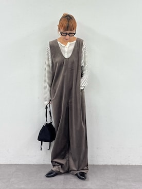 「アイテム（つなぎ/オールインワン）」を使った、ayakaさん（レディース・158cm）の秋コーディネート