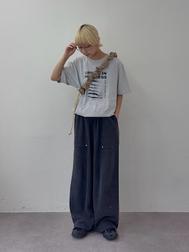 「CIAOPANIC TYPY（チャオパニックティピー）の【UNISEX】【WEB限定】宇宙人プリントTシャツ（Tシャツ/カットソー、グレー系）」を使った、ayakaさん（レディース・158cm）の夏コーディネート