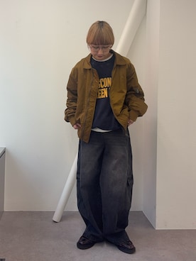 「アイテム（ブルゾン、イエロー系）」を使った、ayakaさん（レディース・158cm）の冬コーディネート