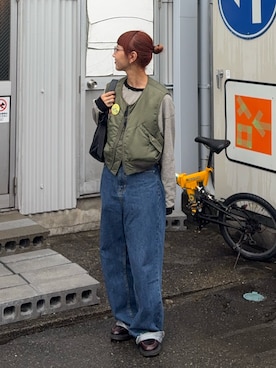 「アイテム（MA-1）」を使った、ayakaさん（レディース・158cm）の秋コーディネート