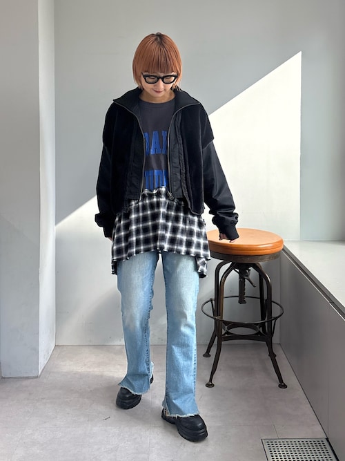 etsinta】ファー切替ショートスタンドジャケット/WEB限定カラーあり