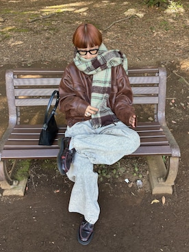 「アイテム（マフラー）」を使った、ayakaさん（レディース・158cm）の秋コーディネート