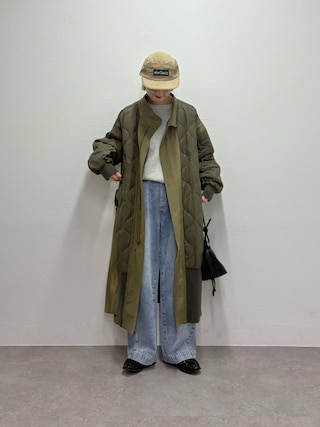 「etsinta(エシンタ)の≪新色登場≫【etsinta/エシンタ】切替マキシミリタリーコート(モッズコート)」を使った、ayakaさん(レディース・158cm)の冬コーディネート