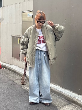 「アイテム（MA-1）」を使った、ayakaさん（レディース・158cm）の秋コーディネート