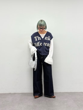 「アイテム（ベスト）」を使った、ayakaさん（レディース・158cm）の冬コーディネート