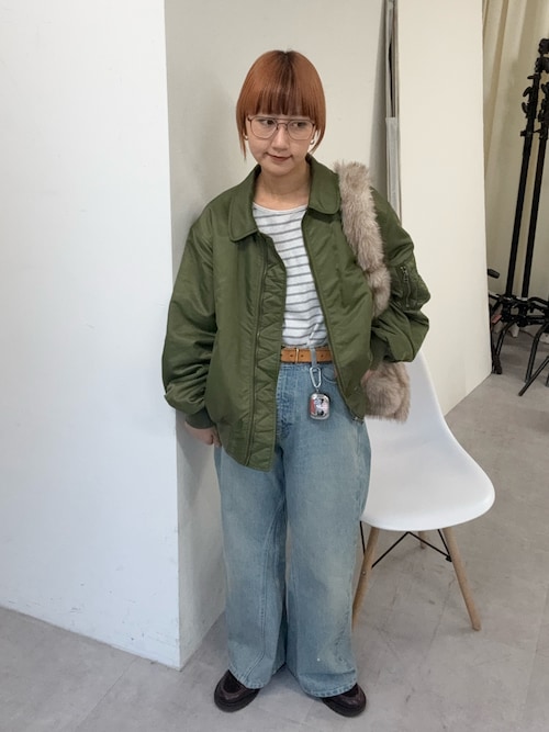 セール】シアースラブボーダーワンポイント刺繍オーバTee（Tシャツ