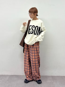 「アイテム（パンツ、オレンジ系）」を使った、ayakaさん（レディース・158cm）の秋コーディネート