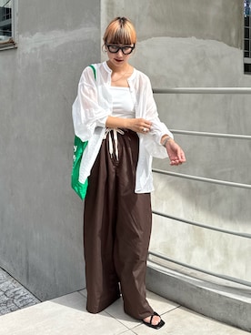 「アイテム（トートバッグ）」を使った、ayakaさん（レディース・158cm）の夏コーディネート
