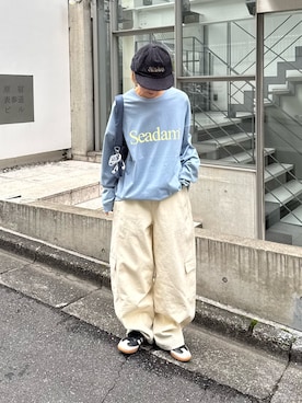 「CIAOPANIC TYPY（チャオパニックティピー）の【UNISEX】ポーチ付き中綿ハンドBAG（ショルダーバッグ）」を使った、ayakaさん（レディース・158cm）の春コーディネート