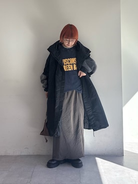 「アイテム（モッズコート）」を使った、ayakaさん（レディース・158cm）の秋コーディネート