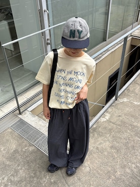 「CIAOPANIC TYPY（チャオパニックティピー）の【WEB限定】手書きメッセージロゴTEE（Tシャツ/カットソー、ベージュ系）」を使った、ayakaさん（レディース・158cm）の夏コーディネート
