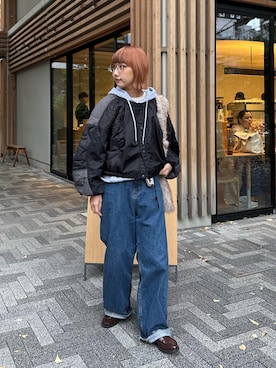 「etsinta（エシンタ）のアイテム（ブルゾン）」を使った、ayakaさん（レディース・158cm）の秋コーディネート