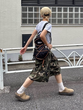 「CIAOPANIC TYPY（チャオパニックティピー）の【UNISEX】タックハーフボリュームワイドパンツ/WEB限定カラー・サイズあり（その他パンツ、グリーン系）」を使った、ayakaさん（レディース・158cm）の夏コーディネート