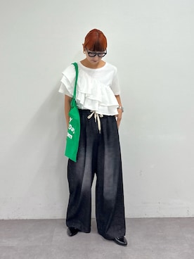 「アイテム（トートバッグ）」を使った、ayakaさん（レディース・158cm）の夏コーディネート