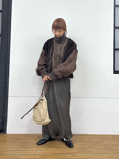 【etsinta/エシンタ】ファー切替ショートスタンドジャケット　ブラウン セール】【etsinta】ファー切替ショートスタンドジャケット/WEB限定