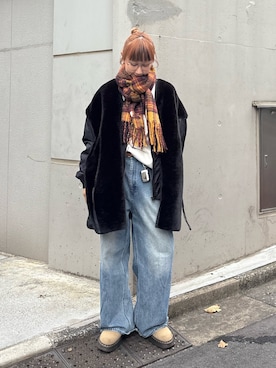 「アイテム（マフラー）」を使った、ayakaさん（レディース・158cm）の秋コーディネート