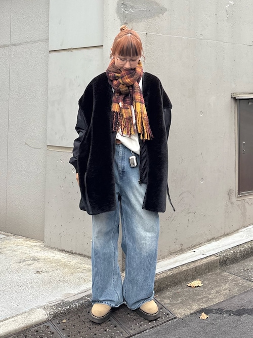 セール】【etsinta/エシンタ】ファー切替ジャケット（ブルゾン